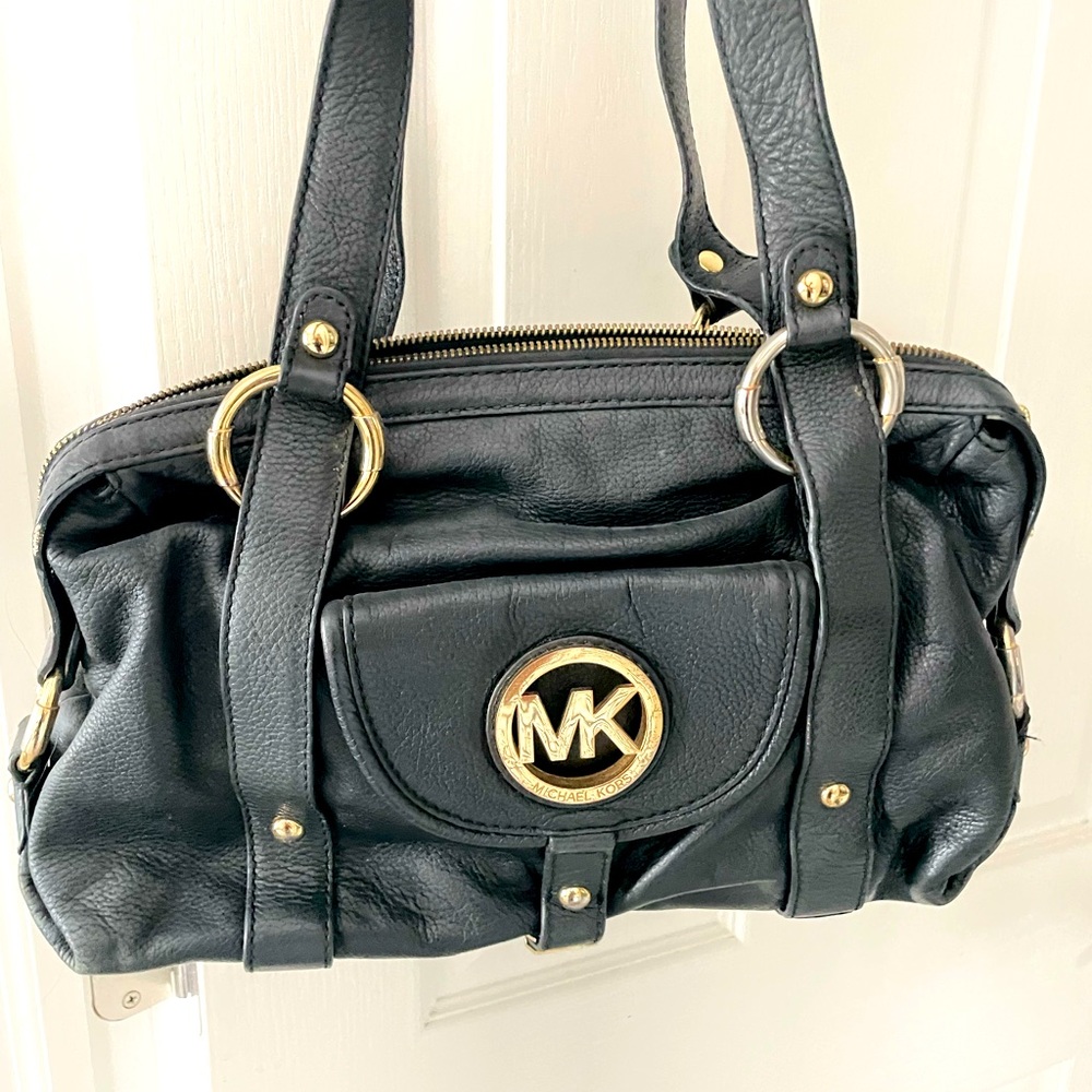 Michael Kors black leather handbag